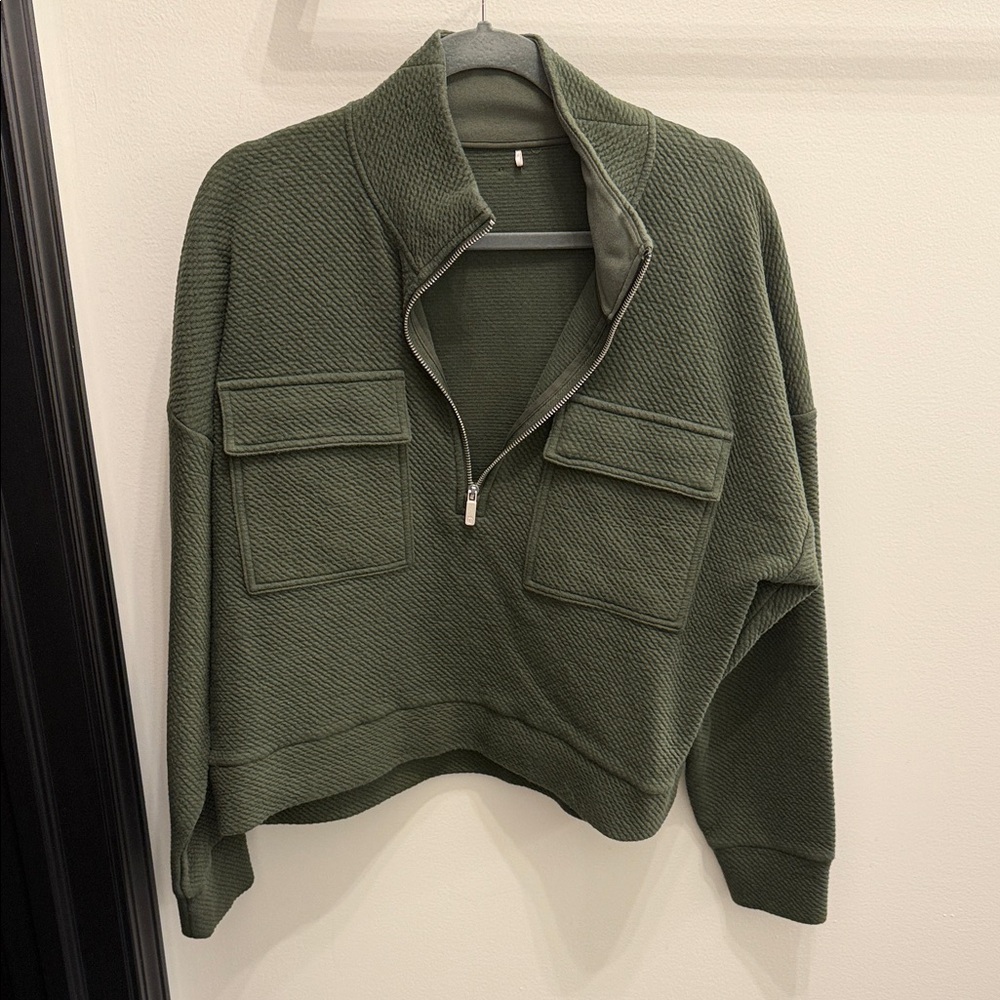 Forest Green Women's Quarter-Zip Sweatshirt